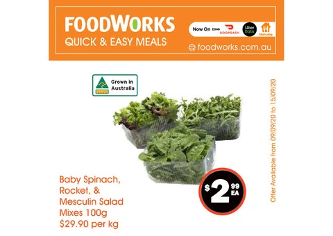 Baby Spniach, Rocket, & Mesculin Salad Mixes - Essential Item, FoodWorks Clovelly