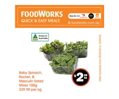 Baby Spniach, Rocket, & Mesculin Salad Mixes - Essential Item, FoodWorks Clovelly