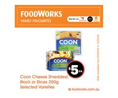 Coon Cheese Shredded Block or Slices - Essential Item, FoodWorks Clovelly