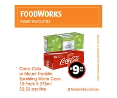 Coca-Cola or Mount Franklin Sparkling Water Cans - Essential Item, FoodWorks Clovelly