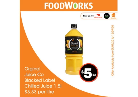 Original Juice Co Blacked Label Chilled Juice - Essential Item, FoodWorks Clovelly