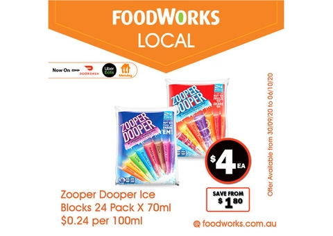 Zooper Dooper Ice Blocks - Essential Item, FoodWorks Clovelly