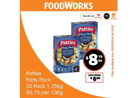 Patties Party Pack - Essential Item, FoodWorks Clovelly