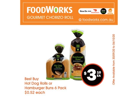 Hot Dog Rolls or Hamburger Buns - Essential Item, FoodWorks Clovelly