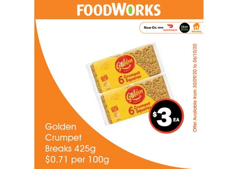 Golden Crumpet Breaks - Essential Item, FoodWorks Clovelly