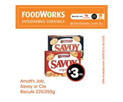 Arnott's Jatz, Savoy or Clix Biscuits - Essential Item, FoodWorks Clovelly