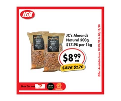 JC's Almonds Natural - Grocery Item, IGA Ravenswood