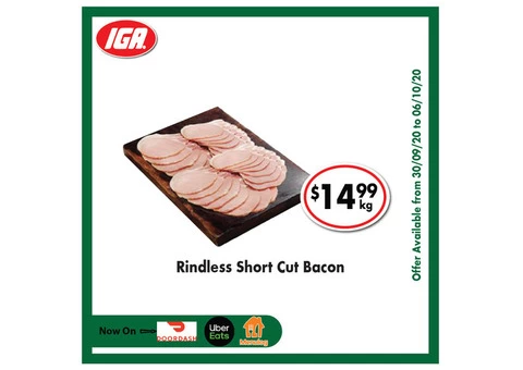 Rindless Short Cut Bacon - Grocery Item, IGA Ravenswood