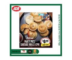 National Party PIes Sausage Rolls - Grocery Item, IGA Ravenswood