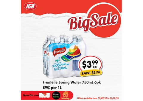 Frantelle Spring Water - Grocery Item, IGA Ravenswood