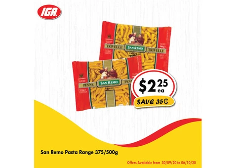 San Remo Pasta Range - Grocery Item, IGA Ravenswood