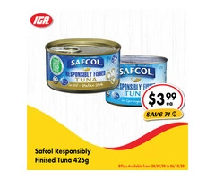 Safcol Responsibily Finished Tuna - Grocery Item, IGA Ravenswood