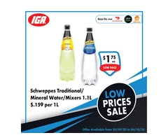 Schweppes Traditional/Mineral Water/Mixers - Grocery Item, IGA Ravenswood