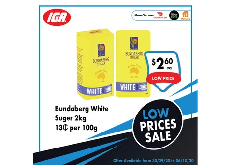 Bundaberg White Suger - Grocery Item, IGA Ravenswood