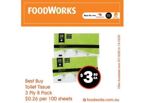 Toilet Tissue 3 Ply - Essential Item, FoodWorks Clovelly
