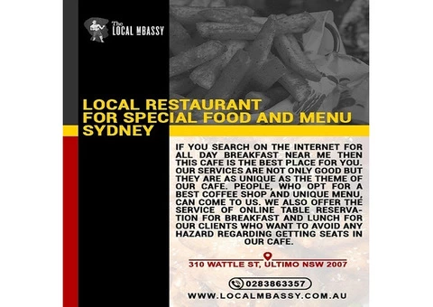Want a Local Restaurant for Special Food and Menu in Sydney?