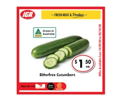 Bitterfree Cucumbers - Grocery Item, IGA Ravenswood