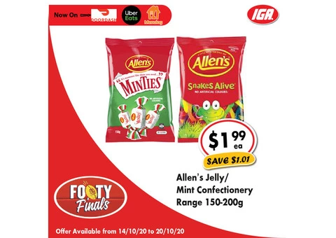 Allen’s Jelly/Mint Confectionery Range - Grocery Item, IGA Ravenswood
