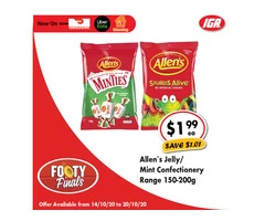 Allen’s Jelly/Mint Confectionery Range - Grocery Item, IGA Ravenswood