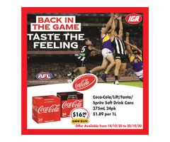 Coca-Cola/Lift/Fanta/Sprite Soft Drink Cans - Grocery Item, IGA Ravenswood