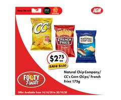 Natural Chip Company/CC’s Corn Chips/ French Fries - Grocery Item, IGA Ravenswood