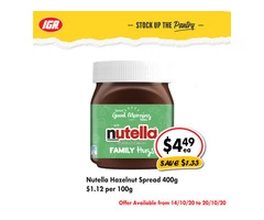 Nutella Hazelnut Spread - Grocery Item, IGA Ravenswood