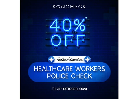 Receive 40% Money-back on Aged Care Worker Police Check Australia I KONCHECK