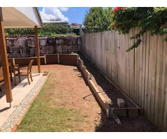 Concrete sleeper retaining wall - Front. - Rogers Little Loaders