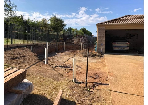 Concrete sleeper retaining wall - Front. - Rogers Little Loaders - 4/8