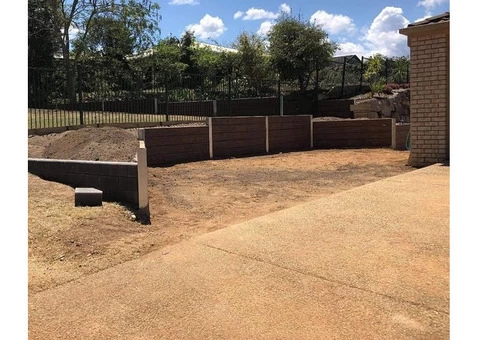 Concrete sleeper retaining wall - Front. - Rogers Little Loaders - 6/8