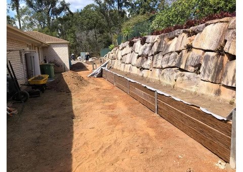 Concrete sleeper retaining wall - Front. - Rogers Little Loaders - 8/8