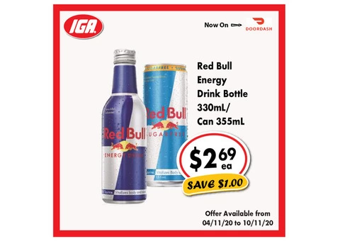 Red Bull Energy Drink Bottle - Grocery Item, IGA Ravenswood