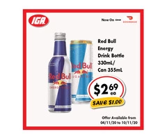 Red Bull Energy Drink Bottle - Grocery Item, IGA Ravenswood