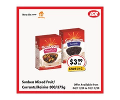 Sunbea Mixed Fruit/Currants/Raisins - Grocery Item, IGA Ravenswood