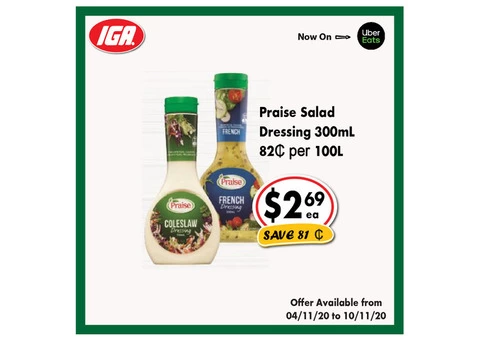 Prasie Salad Dressing - Grocery Item, IGA Ravenswood