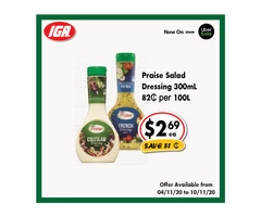 Prasie Salad Dressing - Grocery Item, IGA Ravenswood