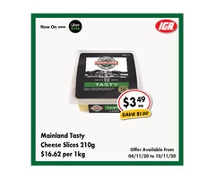 Mainland Tasty Cheese Slices - Grocery Item, IGA Ravenswood