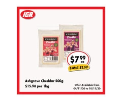 Ashgrove Cheddar - Grocery Item, IGA Ravenswood