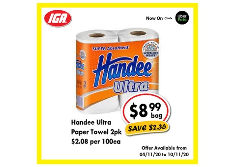 Handee Ultra Paper Towel - Grocery Item, IGA Ravenswood