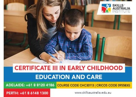 Study cert 3 early childhood education and care in Adelaide