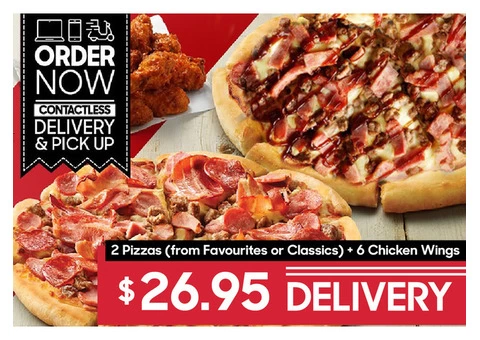 2 Pizzas + 6 Chicken Wings On Sale Pizza Hut Moorebank - Moorebank, NSW