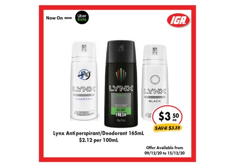 Lynx Anti perspirant/Deodorant From IGA Ravenswood