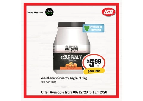 Westhaven Creamy Yoghurt From IGA Ravenswood