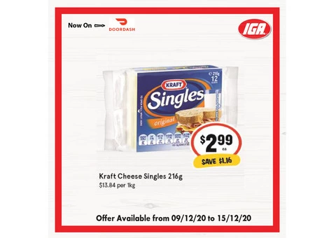 Kraft Cheese Singles From IGA Ravenswood