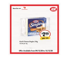 Kraft Cheese Singles From IGA Ravenswood