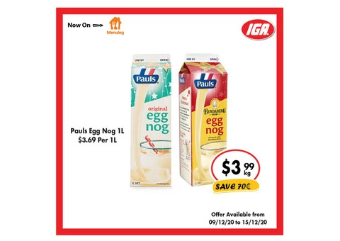 Pauls Egg Nog From IGA Ravenswood