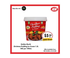 Golden North Christmas Pudding Ice Cream From IGA Ravenswood