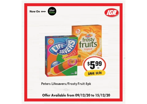 Peters Lifesavers/Frosty Fruit From IGA Ravenswood
