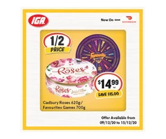 Cadbury Roses/Favourites Games From IGA Ravenswood