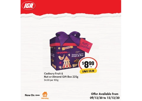 Cadbury Fruit & Nut or Almond Gift Box From IGA Ravenswood